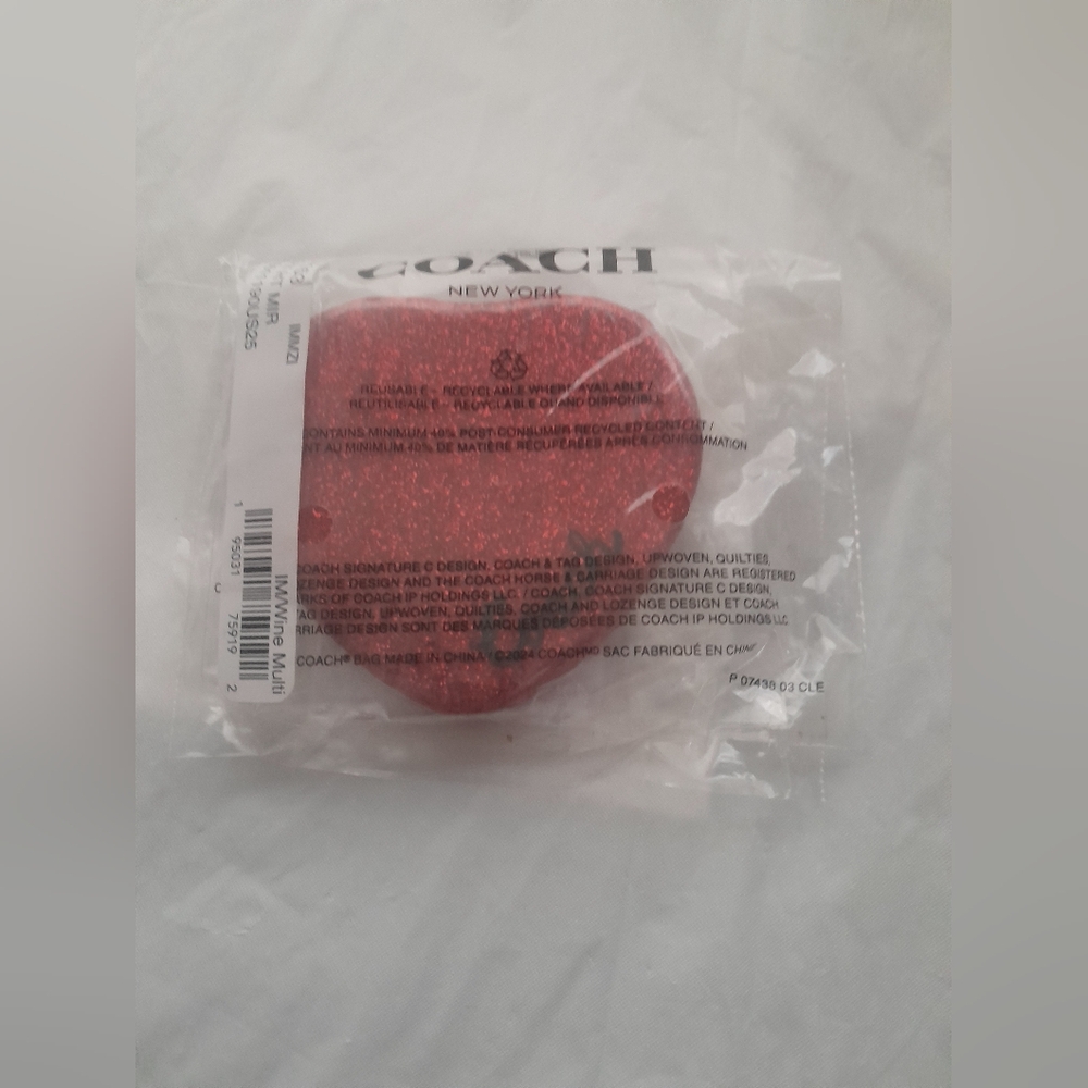 Coach Small Compact Mirror Heart Shaped In Wine Color New With Tags - Picture 4 of 6